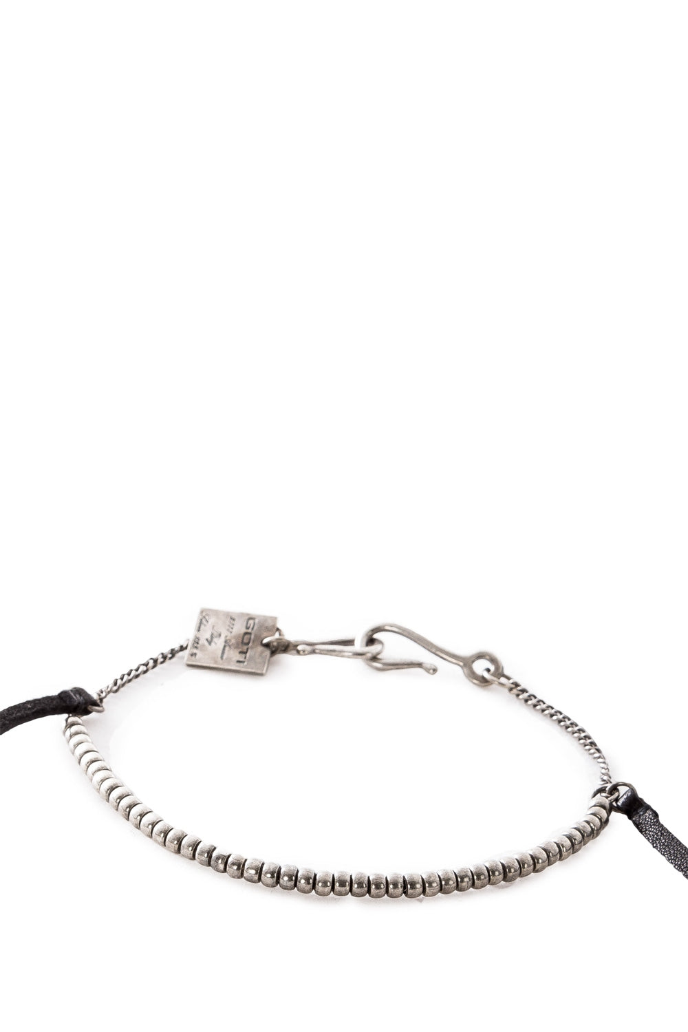 GOTI Silber Armband BR1116 mit Leder schwarz silber