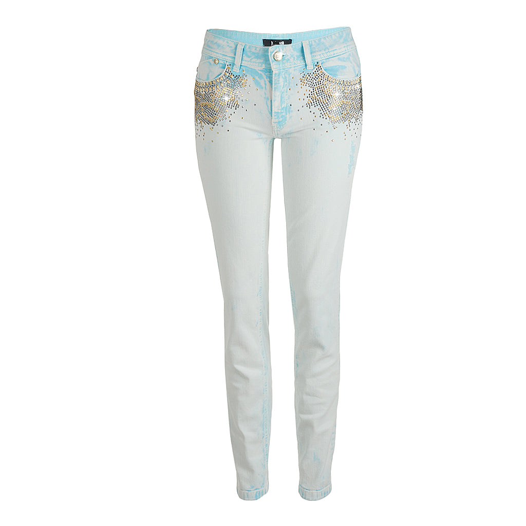 Just Cavalli Jeans with studs in acid light blue