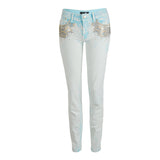 Just Cavalli Jeans with studs in acid light blue