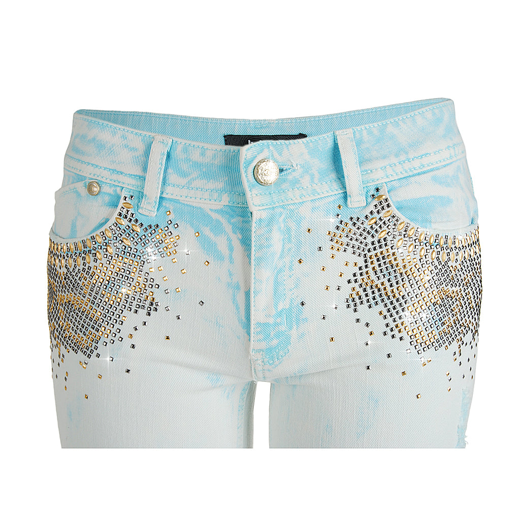 Just Cavalli Jeans with studs in acid light blue