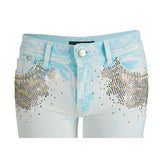 Just Cavalli Jeans with studs in acid light blue