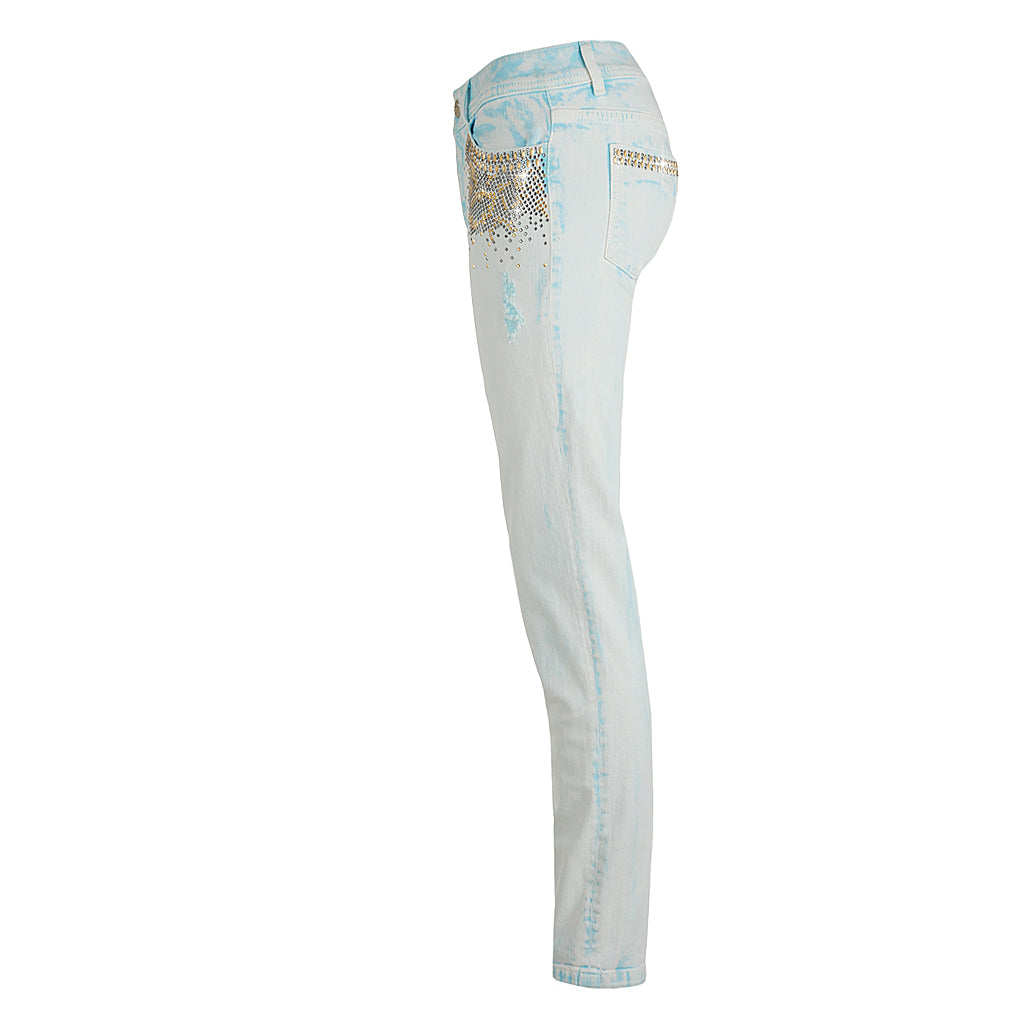 Just Cavalli Jeans with studs in acid light blue