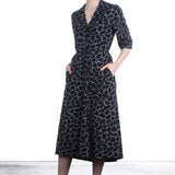 Schella Kann 2 Damen Stretch Kleid mit organic Print grau schwarz