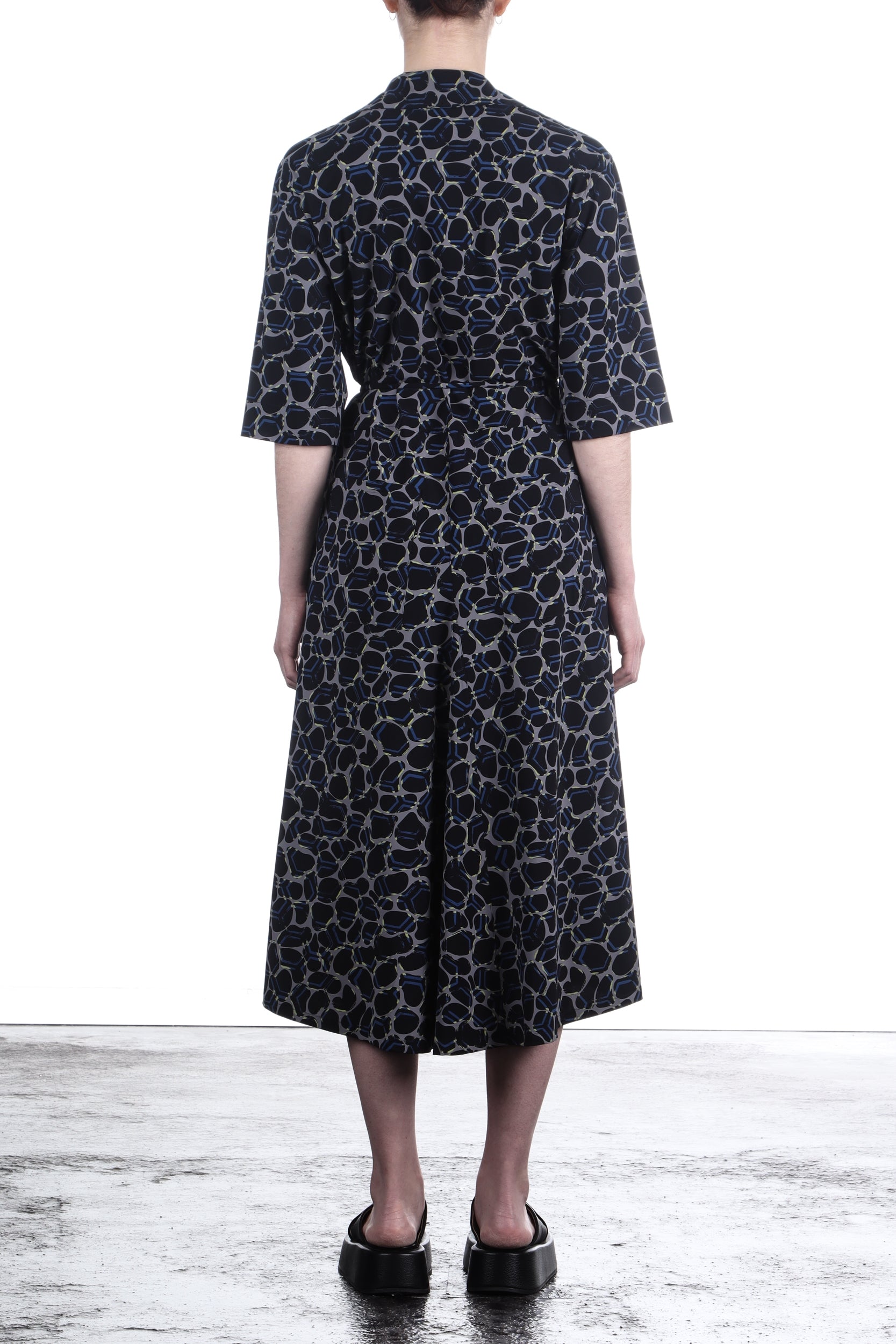 Schella Kann 2 Damen Stretch Kleid mit organic Print grau schwarz