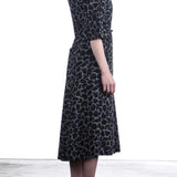 Schella Kann 2 Damen Stretch Kleid mit organic Print grau schwarz
