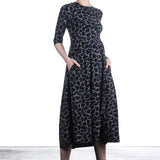 Schella Kann 2 Damen Stretch Kleid mit organic Print grau schwarz
