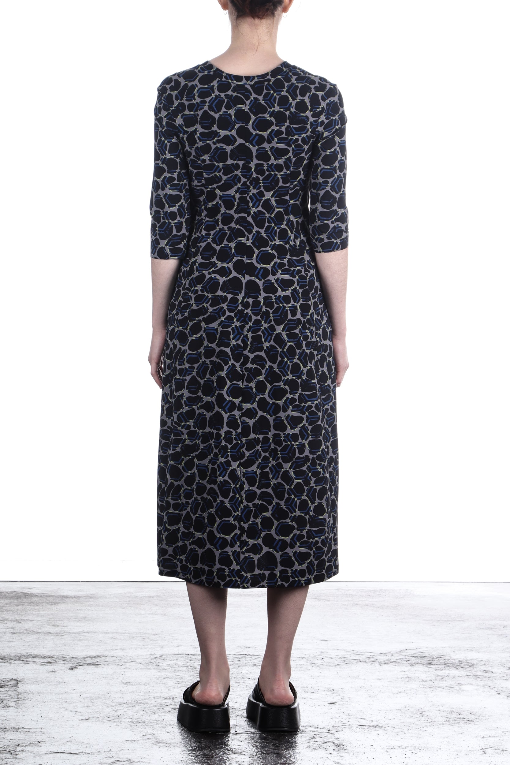 Schella Kann 2 Damen Stretch Kleid mit organic Print grau schwarz