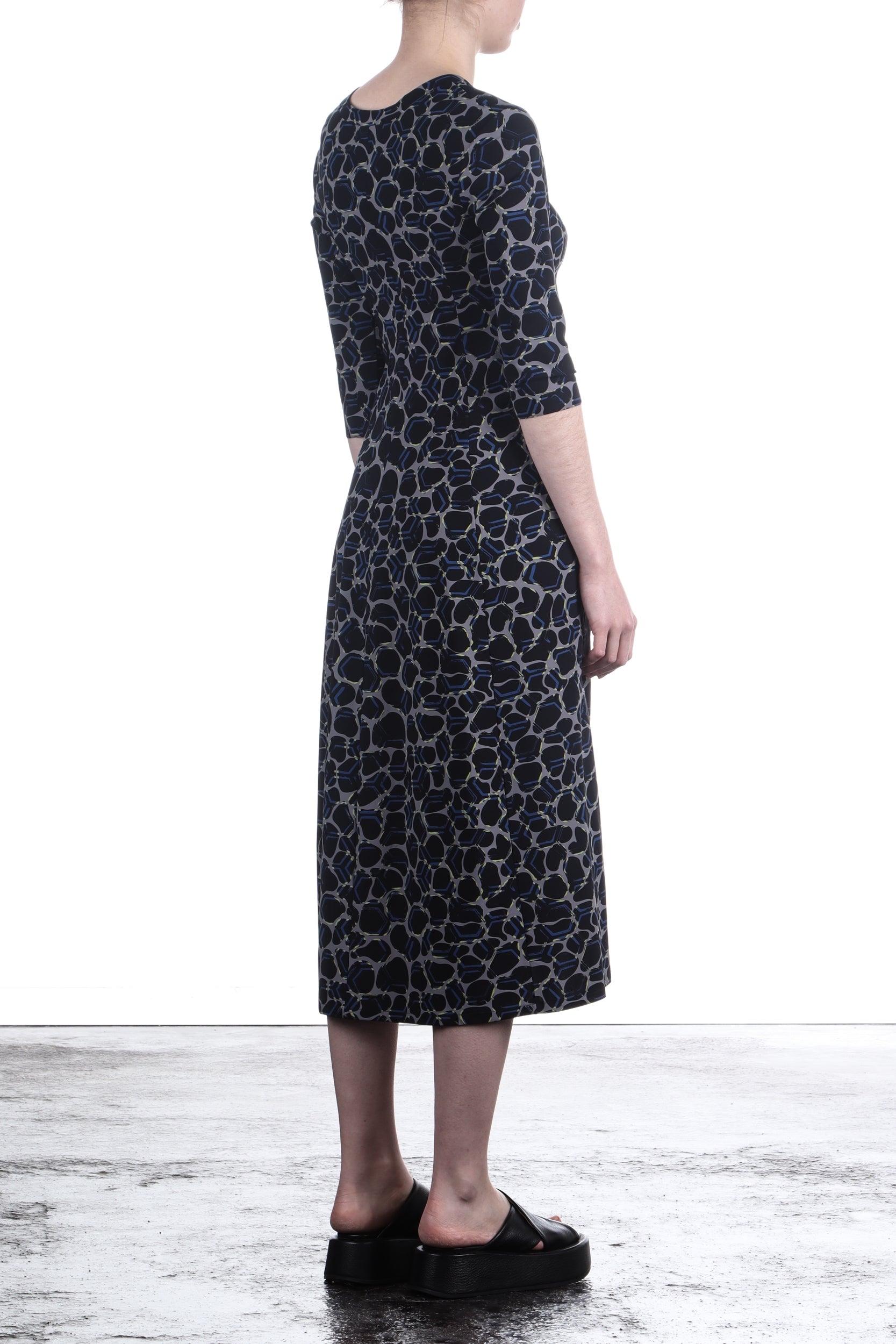 Schella Kann 2 Damen Stretch Kleid mit organic Print grau schwarz