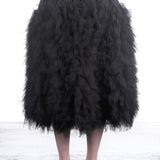 Comme Des Garçons Damen Midi-Rock mit Tüll-Applikationen schwarz