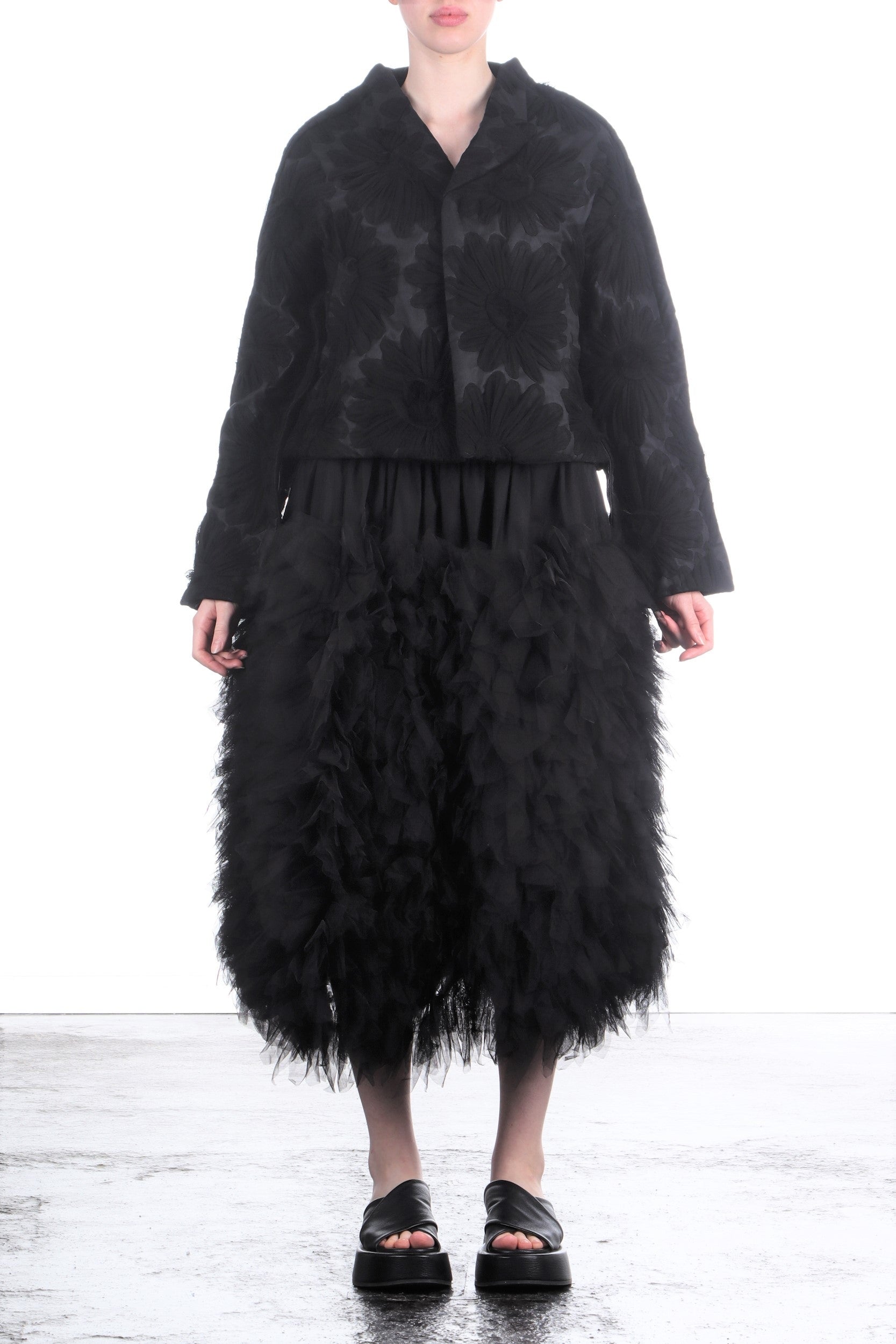 Comme Des Garçons Damen Blazer mit Tüllblüten schwarz