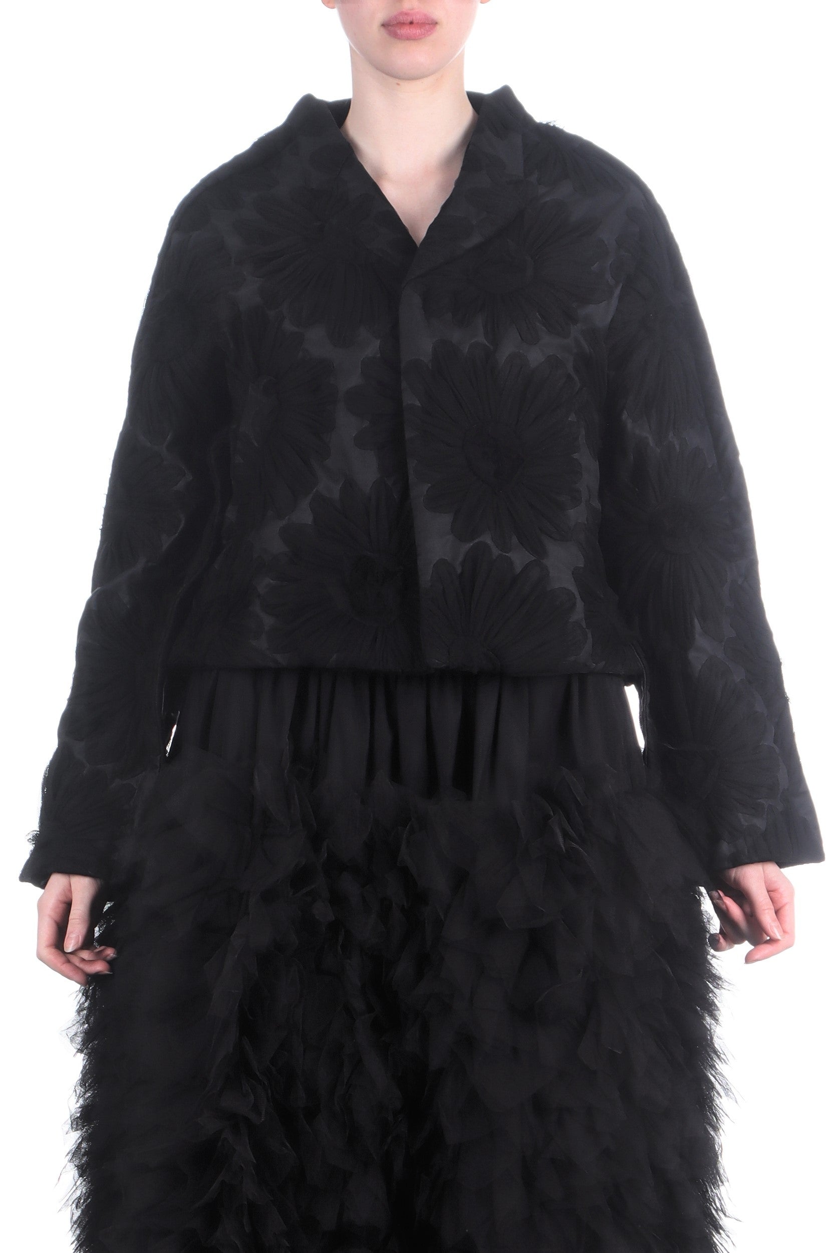 Comme Des Garçons Damen Blazer mit Tüllblüten schwarz