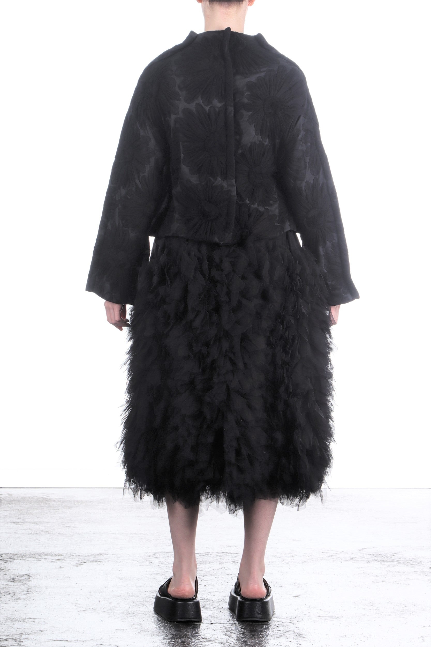 Comme Des Garçons Damen Blazer mit Tüllblüten schwarz