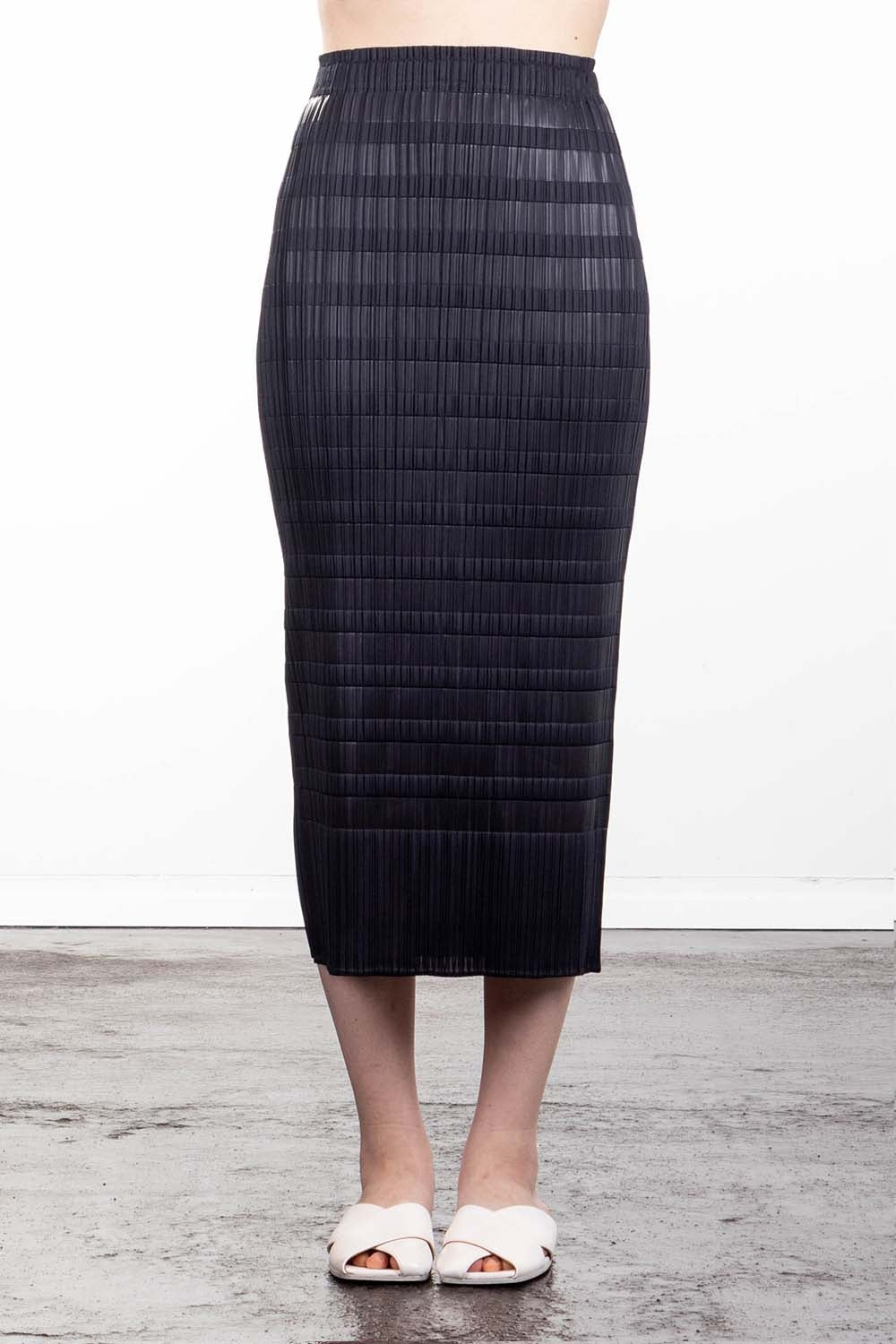 Pleats Please Issey Miyake Plissee Bleistiftrock navy