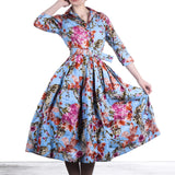 SAMANTHA SUNG Damen Kleid AUDREY hellblau mit Print