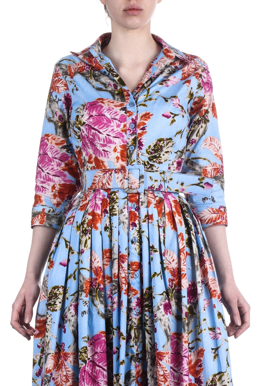 SAMANTHA SUNG Damen Kleid AUDREY hellblau mit Print