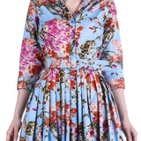 SAMANTHA SUNG Damen Kleid AUDREY hellblau mit Print