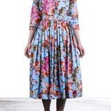 SAMANTHA SUNG Damen Kleid AUDREY hellblau mit Print