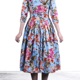 SAMANTHA SUNG Damen Kleid AUDREY hellblau mit Print