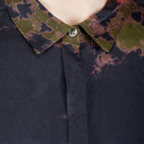 Suzusan Damen Midi Kleid Halbarm dunkelblau Shibori olive