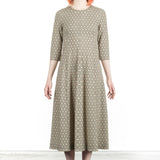 Schella Kann 2 Damen Midi Kleid ausgestellt beige schwarz grafisch