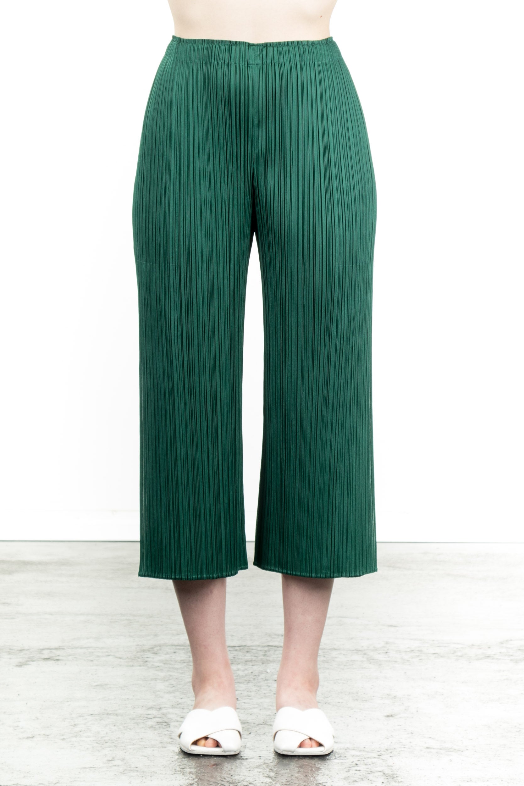 Pleats Please Issey Miyake Plissee 7/8 Hose grün