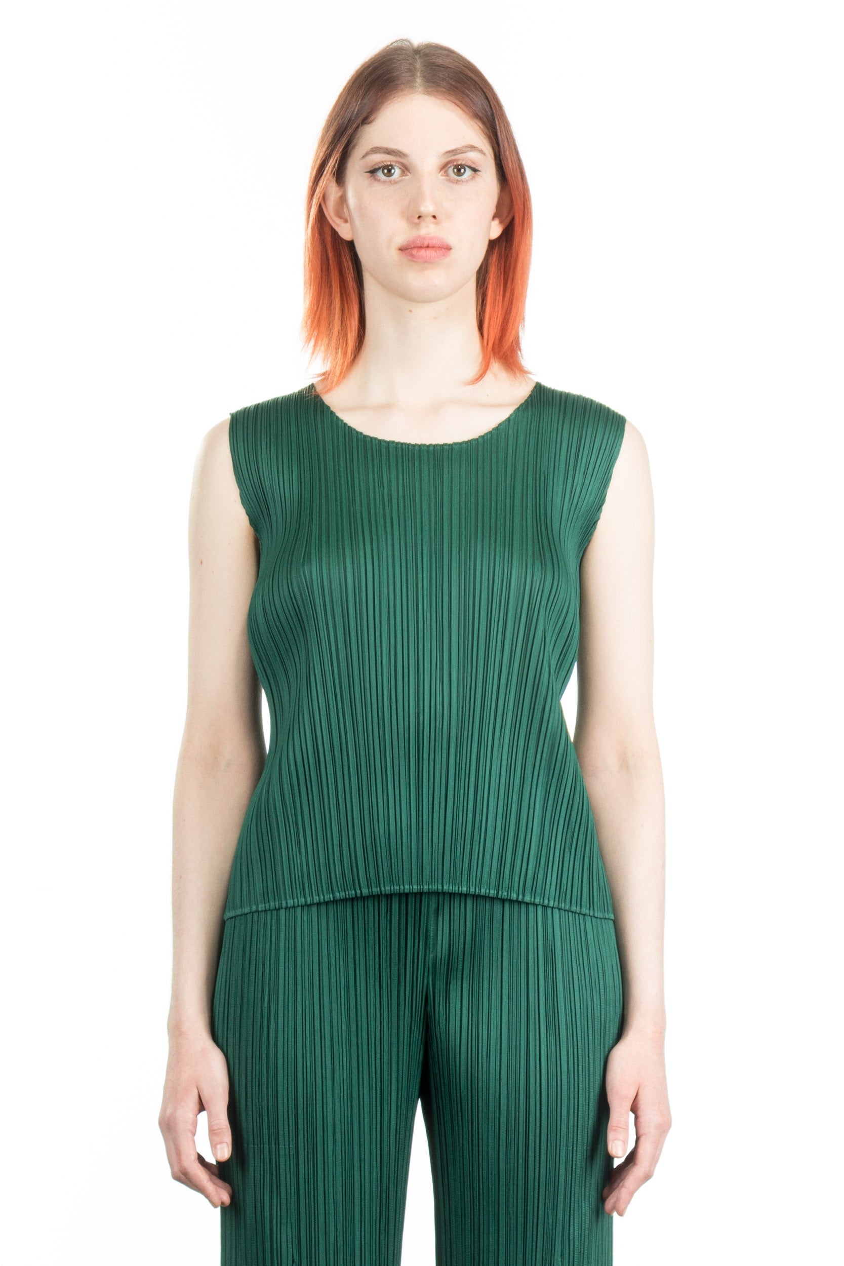 Pleats Please Issey Miyake Damen Plissé Top grün