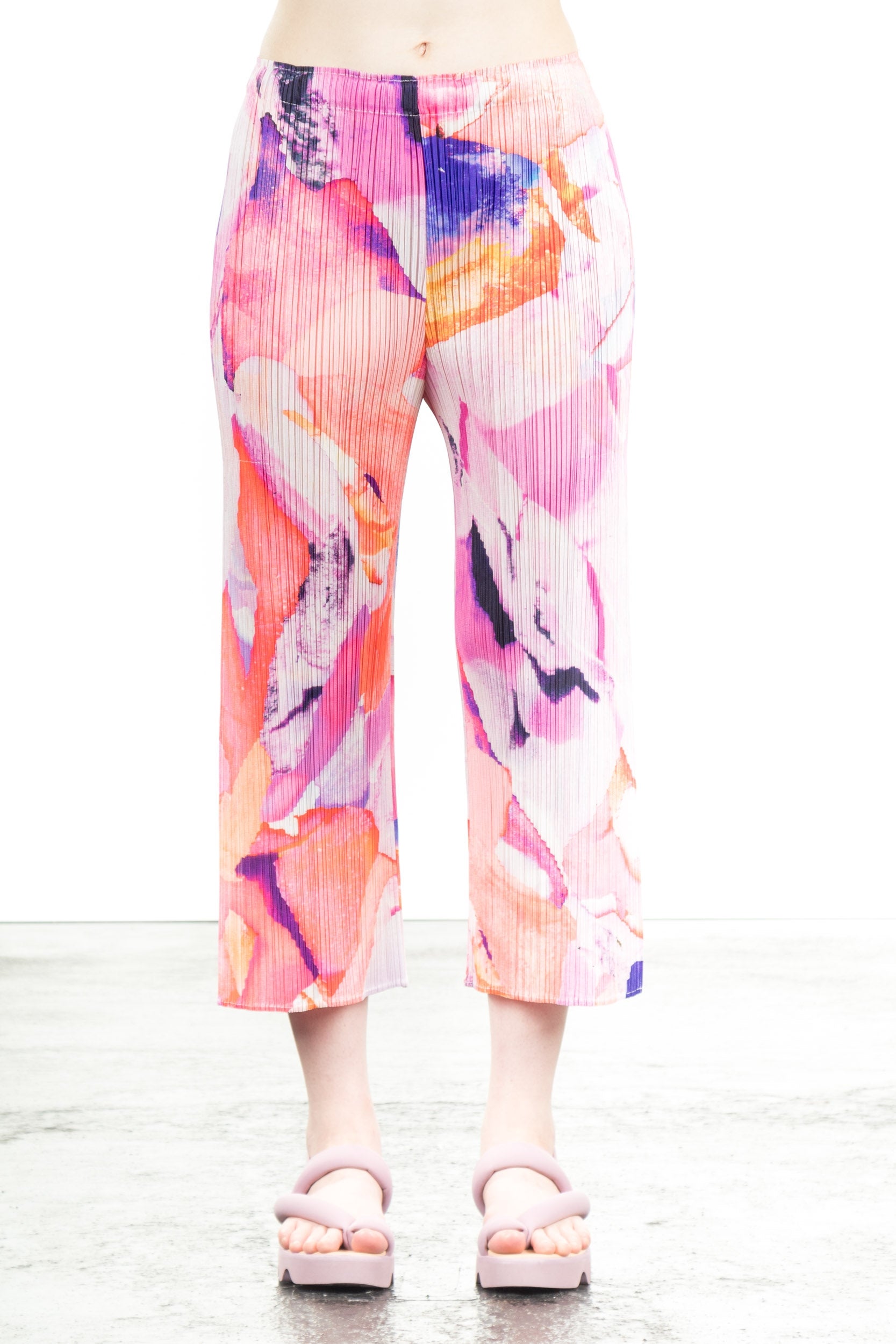 Pleats Please Issey Miyake Plissee 7/8 Hose Print PETAL WALTZ pink