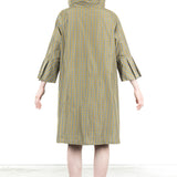 Katharina Hovman Damen Taft Kleid A-Linie ausgestellter Kragen karo olive