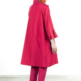 Katharina Hovman Damen Taft Kleid A-Linie ausgestellter Kragen fuchsia