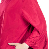 Katharina Hovman Damen Taft Kleid A-Linie ausgestellter Kragen fuchsia