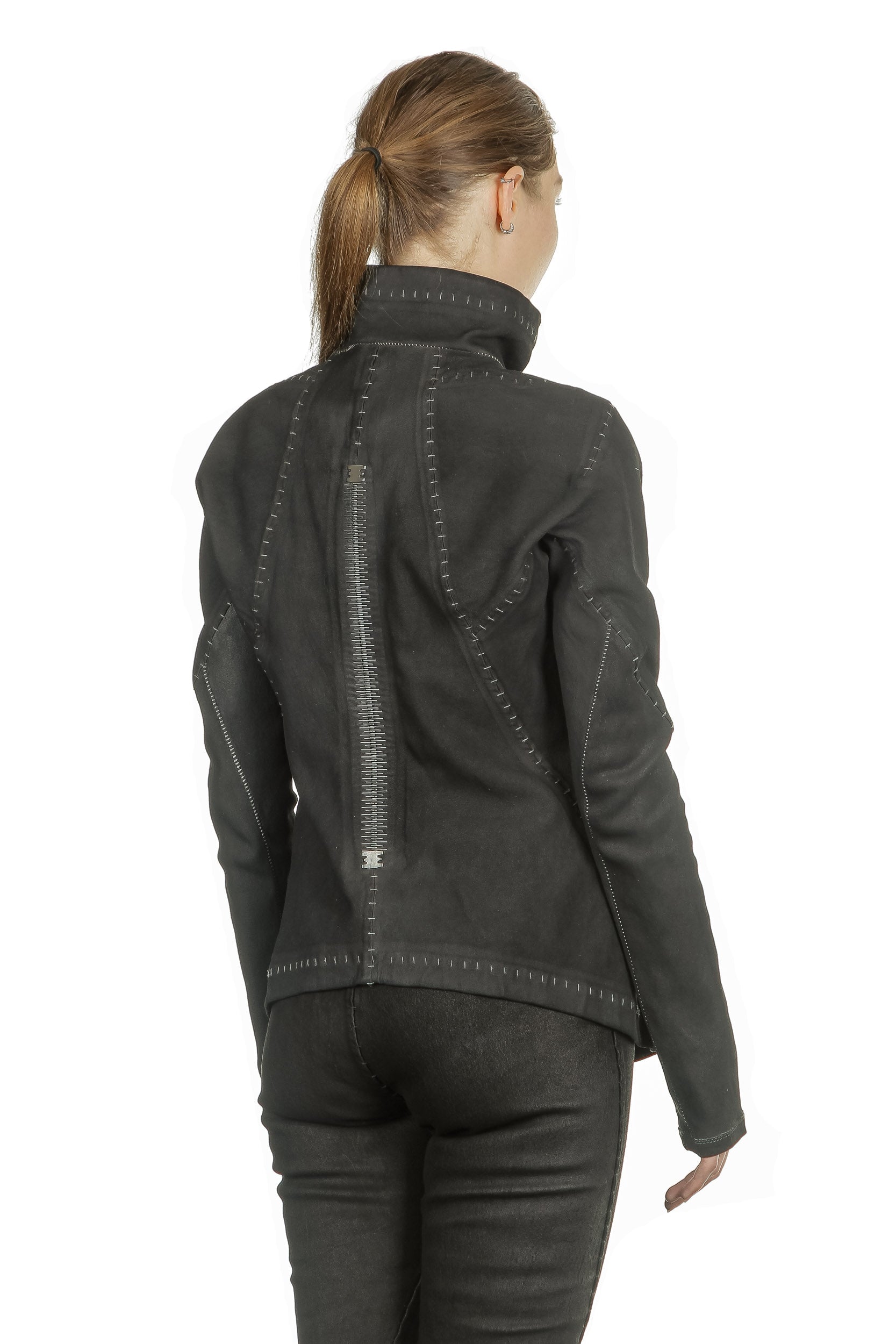 Isaac Sellam Damen Leder Jacke anthrazit