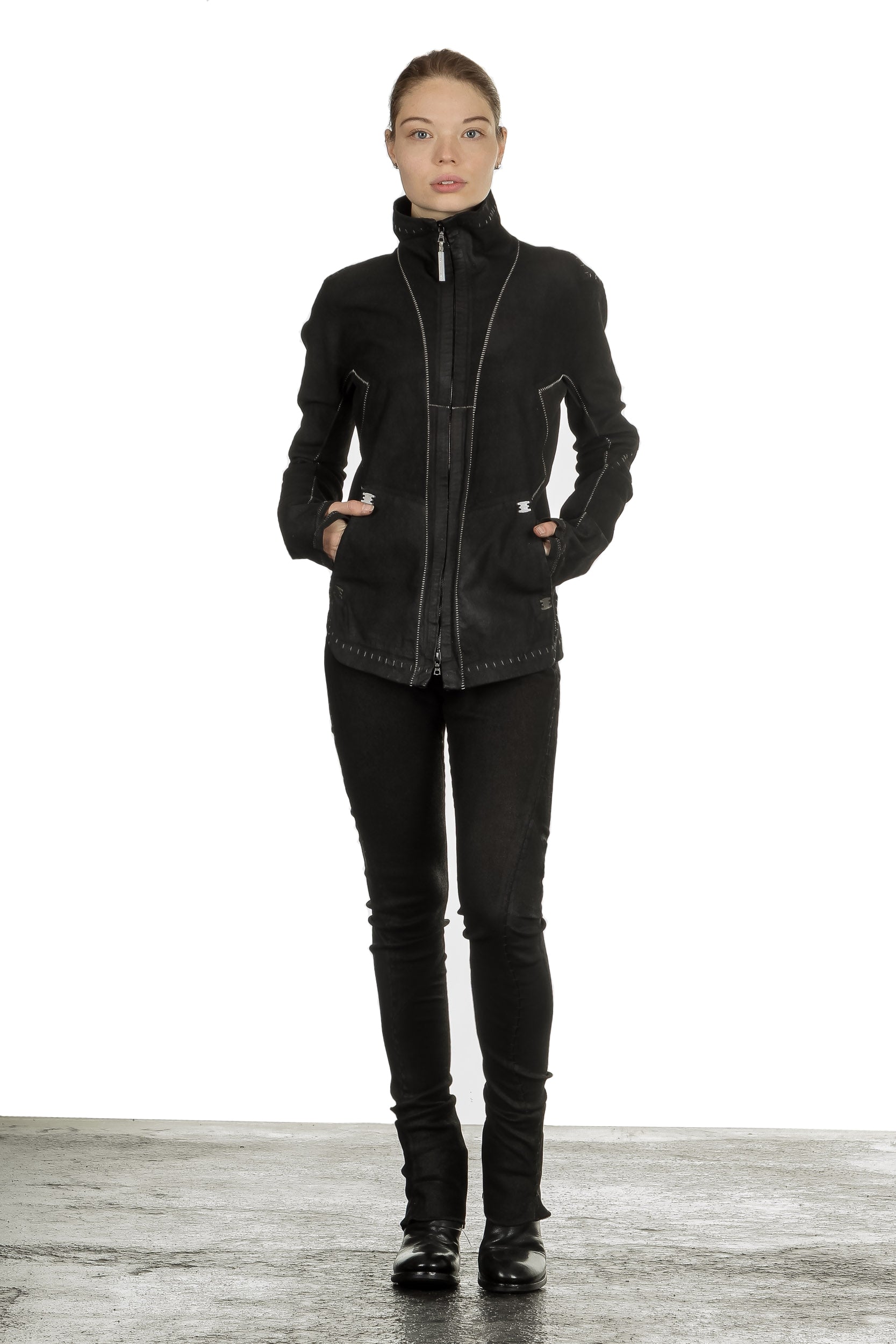 Isaac Sellam Damen Leder Jacke anthrazit