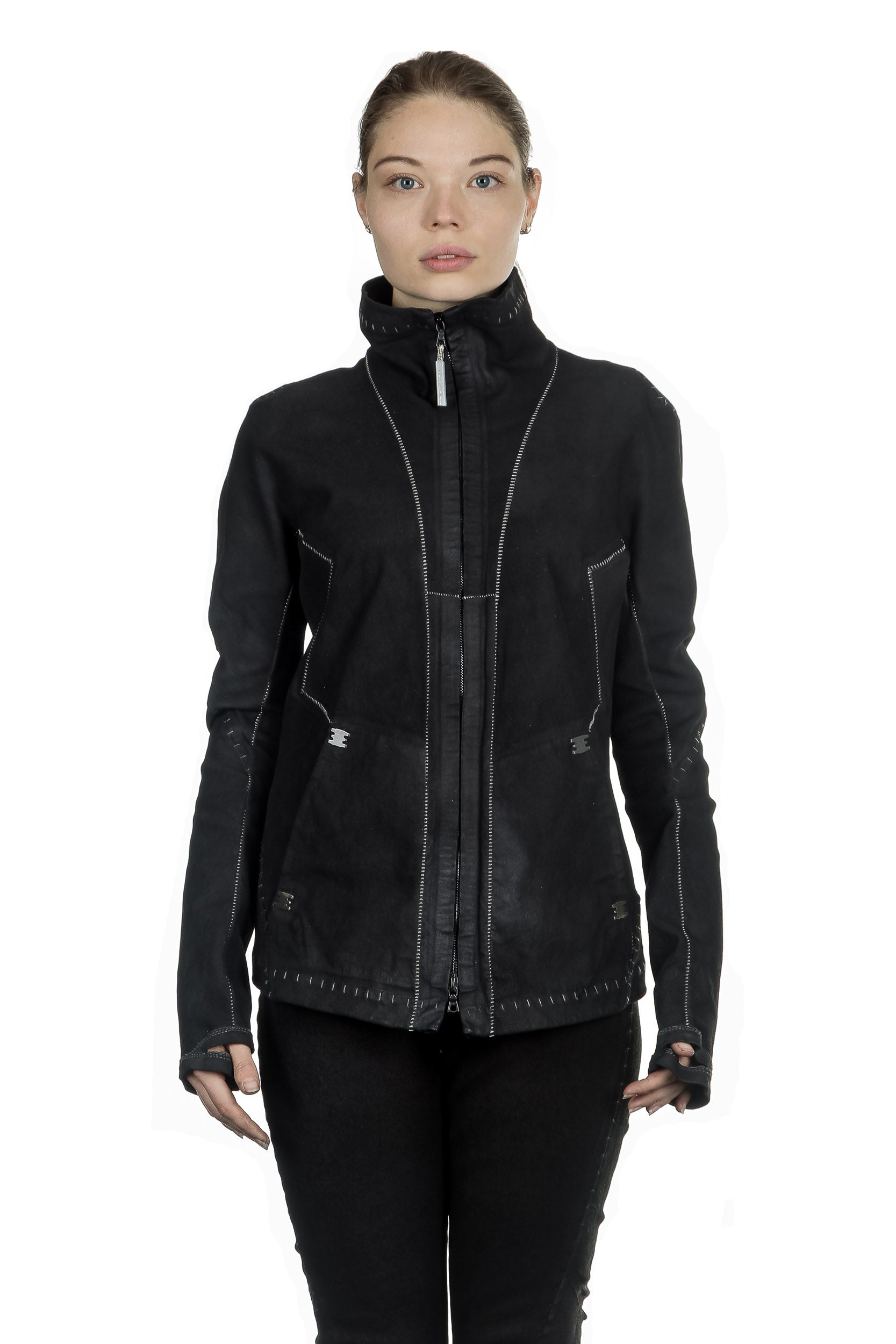 Isaac Sellam Damen Leder Jacke anthrazit