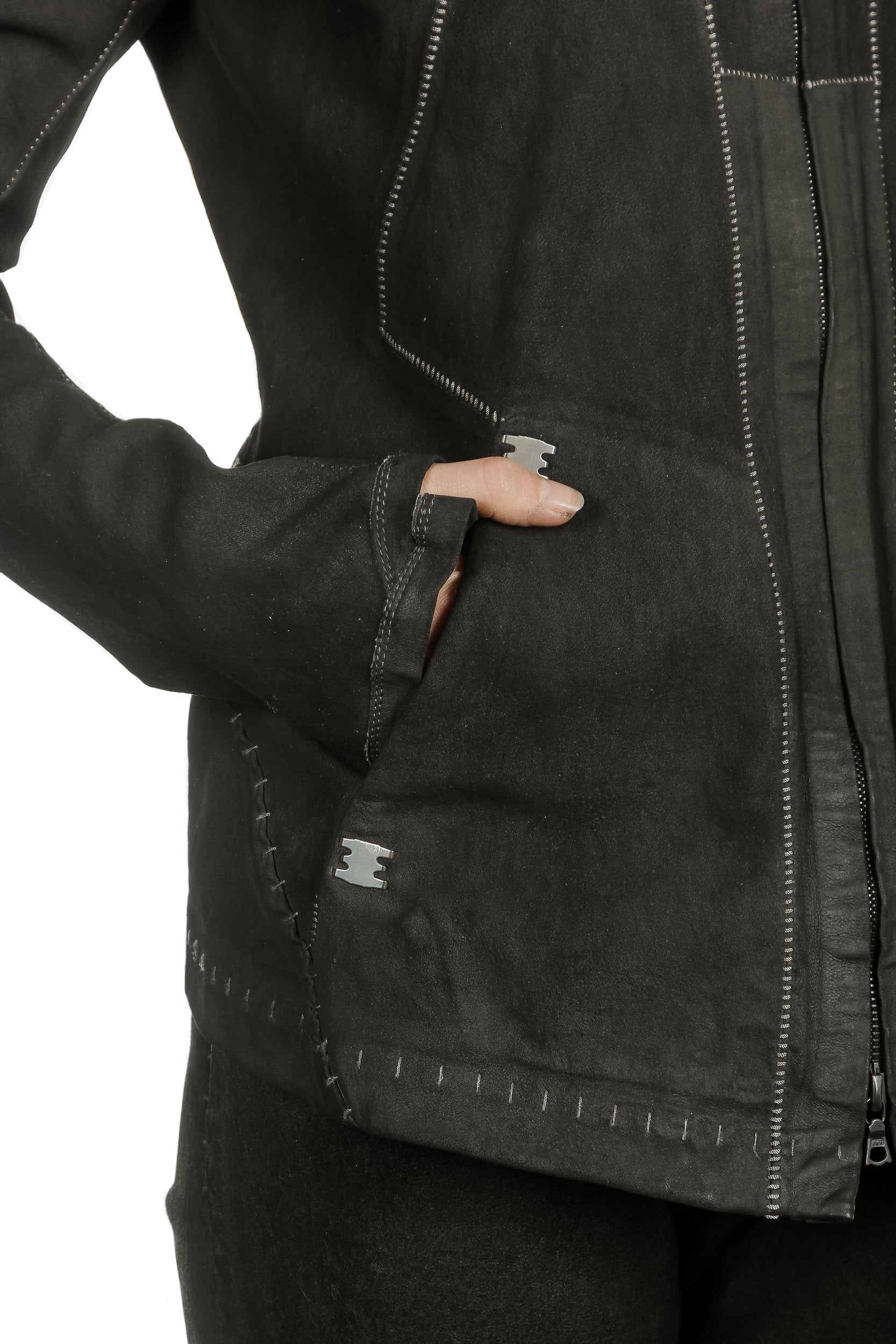 Isaac Sellam Damen Leder Jacke anthrazit