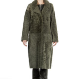 DROMe Damen Lammfell Wende Mantel khaki