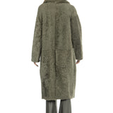 DROMe Damen Lammfell Wende Mantel khaki