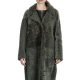 DROMe Damen Lammfell Wende Mantel khaki