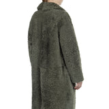 DROMe Damen Lammfell Wende Mantel khaki