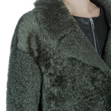 DROMe Damen Lammfell Wende Mantel khaki