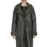DROMe Damen Lammfell Wende Mantel khaki