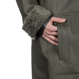 DROMe Damen Lammfell Wende Mantel khaki