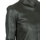 DROMe Damen Leder Kleid Stehkragen khaki