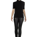 Sarah Pacini asymmetrischer Stehkragen Pullover schwarz