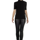 Sarah Pacini asymmetrischer Stehkragen Pullover schwarz