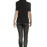 Sarah Pacini asymmetrischer Stehkragen Pullover schwarz