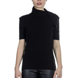 Sarah Pacini asymmetrischer Stehkragen Pullover schwarz