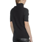 Sarah Pacini asymmetrischer Stehkragen Pullover schwarz