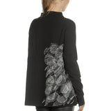 Sarah Pacini Stehkragen Pullover schwarz mit Print
