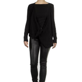 Sarah Pacini Pullover Wickeloptik schwarz