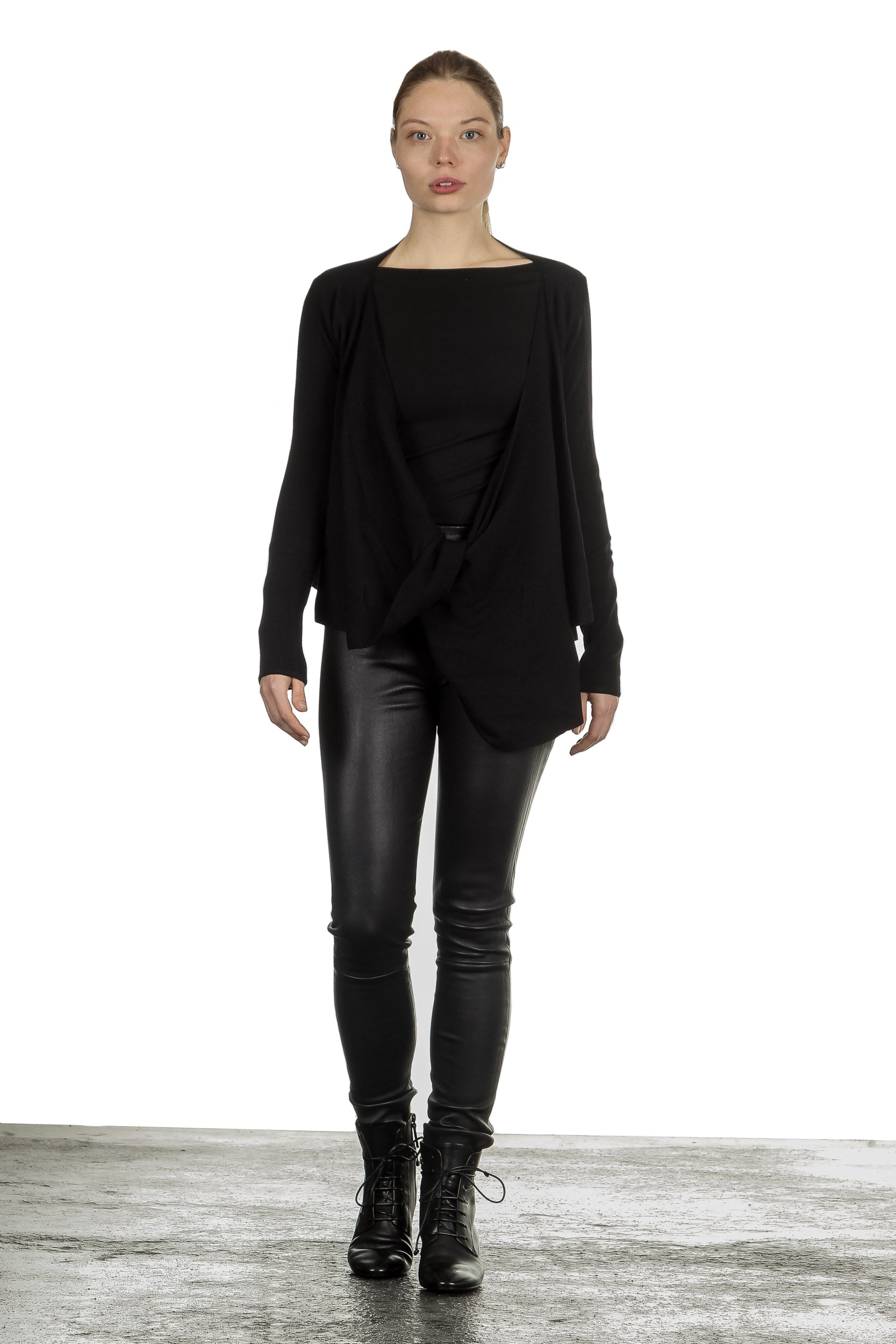 Sarah Pacini Pullover Wickeloptik schwarz
